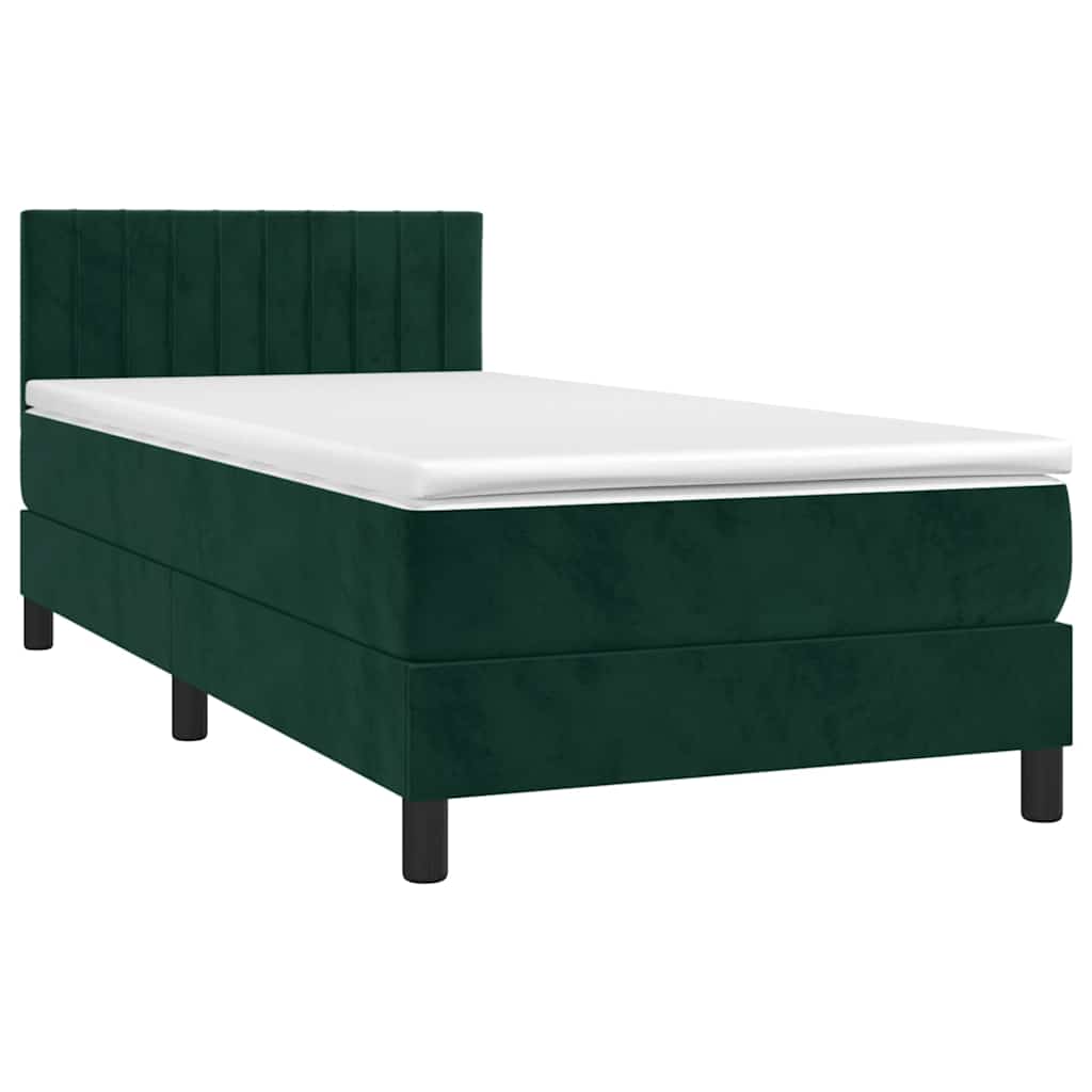 Boxspringbett mit Matratze & LED Dunkelgrün 90x190 cm Samt
