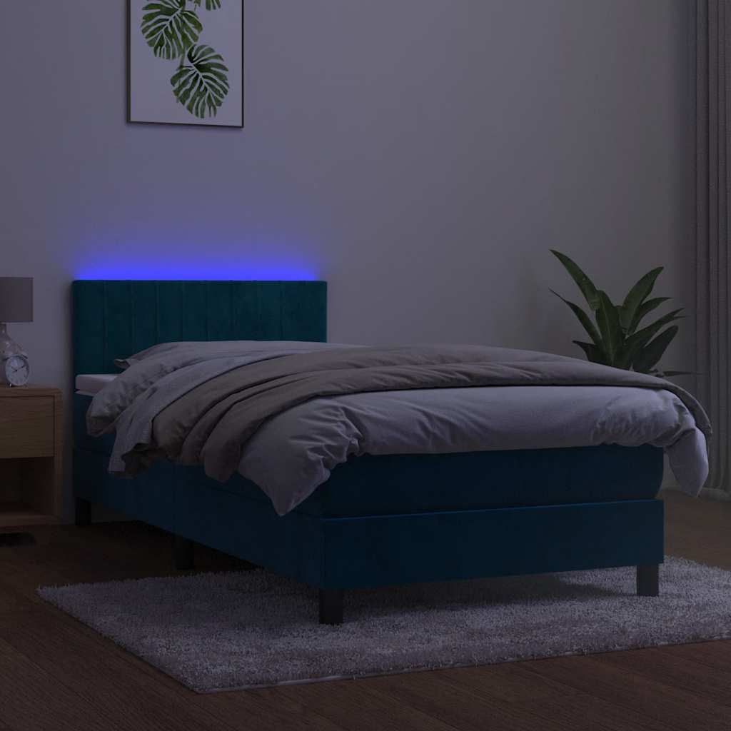 Boxspringbett mit Matratze & LED Dunkelblau 100x200 cm Samt