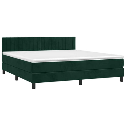 Boxspringbett mit Matratze & LED Dunkelgrün 180x200 cm Samt
