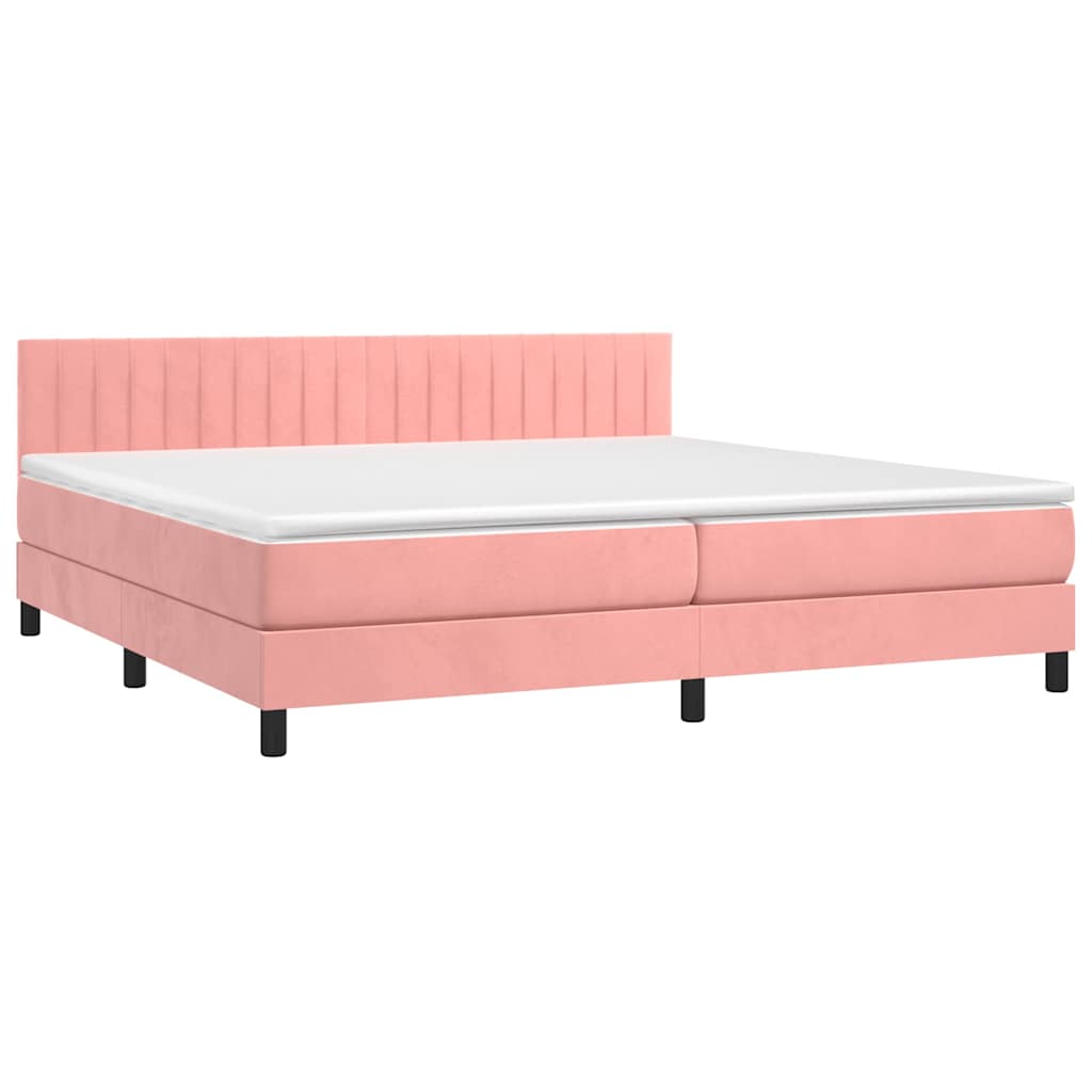 Boxspringbett mit Matratze & LED Rosa 200x200 cm Samt