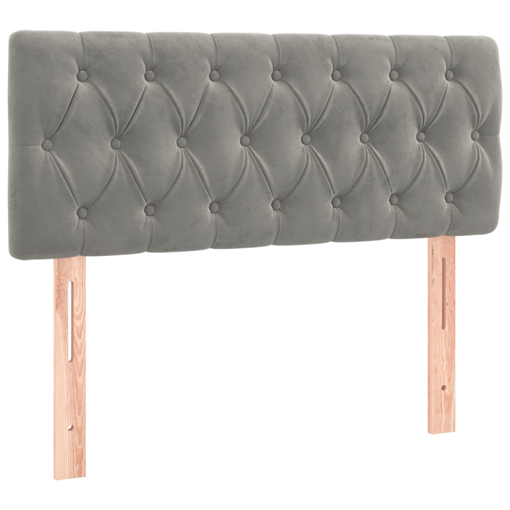 Boxspringbett mit Matratze & LED Hellgrau 90x190 cm Samt