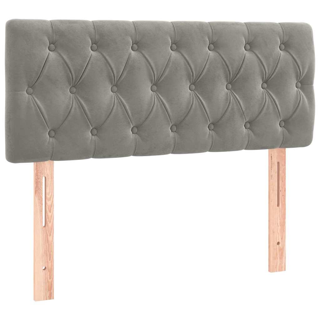 Boxspringbett mit Matratze & LED Hellgrau 90x190 cm Samt