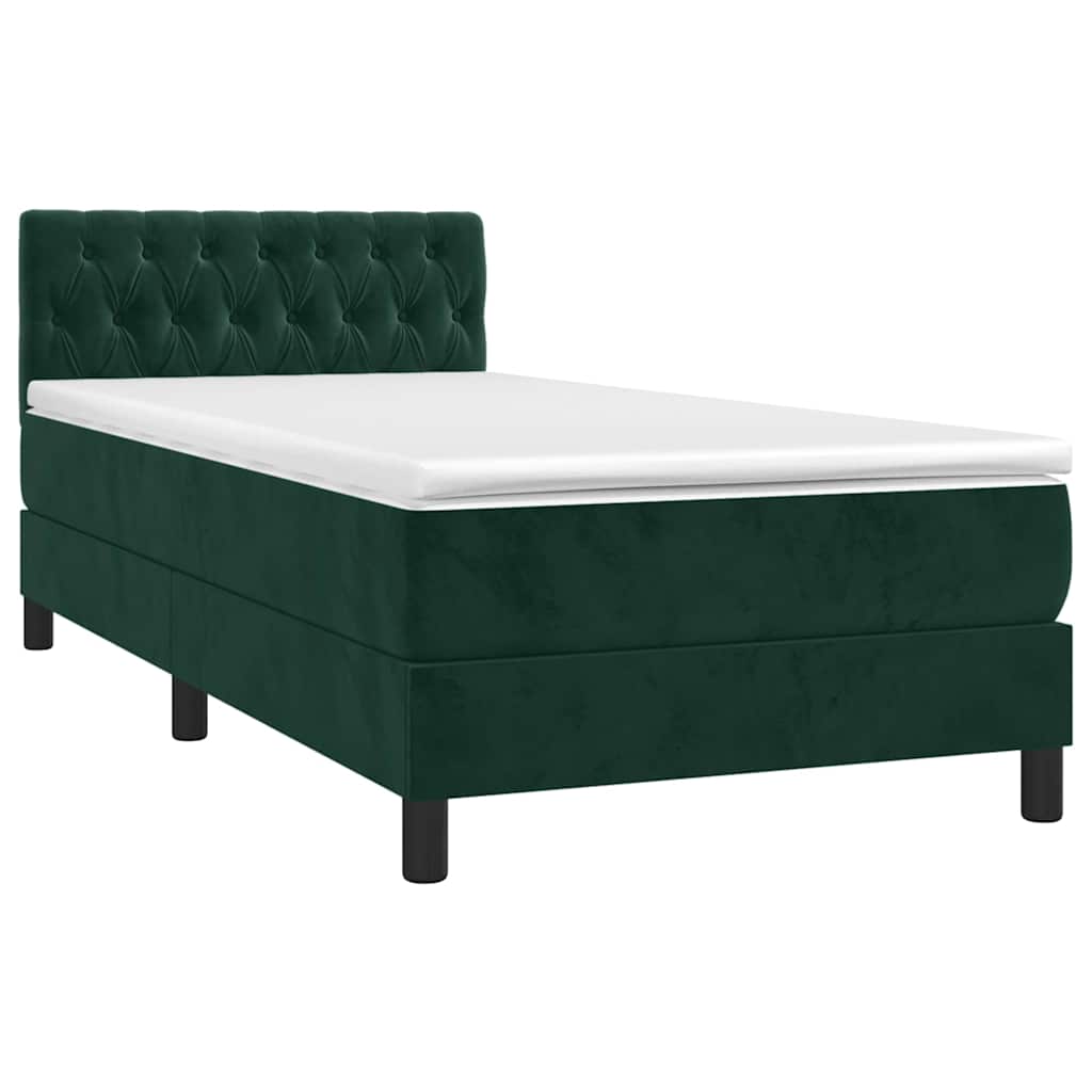 Boxspringbett mit Matratze & LED Dunkelgrün 90x200 cm Samt