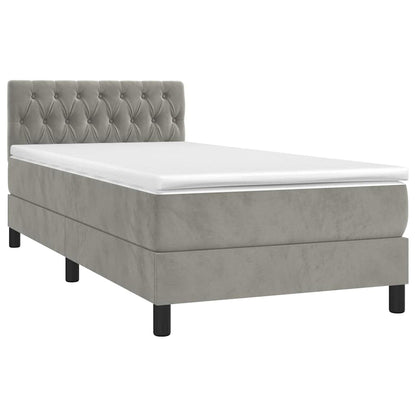 Boxspringbett mit Matratze & LED Hellgrau 100x200 cm Samt