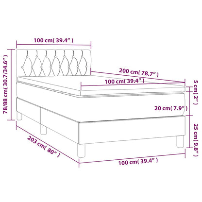 Boxspringbett mit Matratze & LED Dunkelblau 100x200 cm Samt
