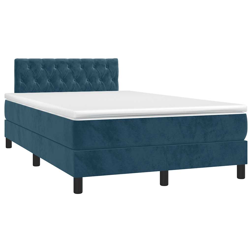 Boxspringbett mit Matratze & LED Dunkelblau 120x200 cm Samt