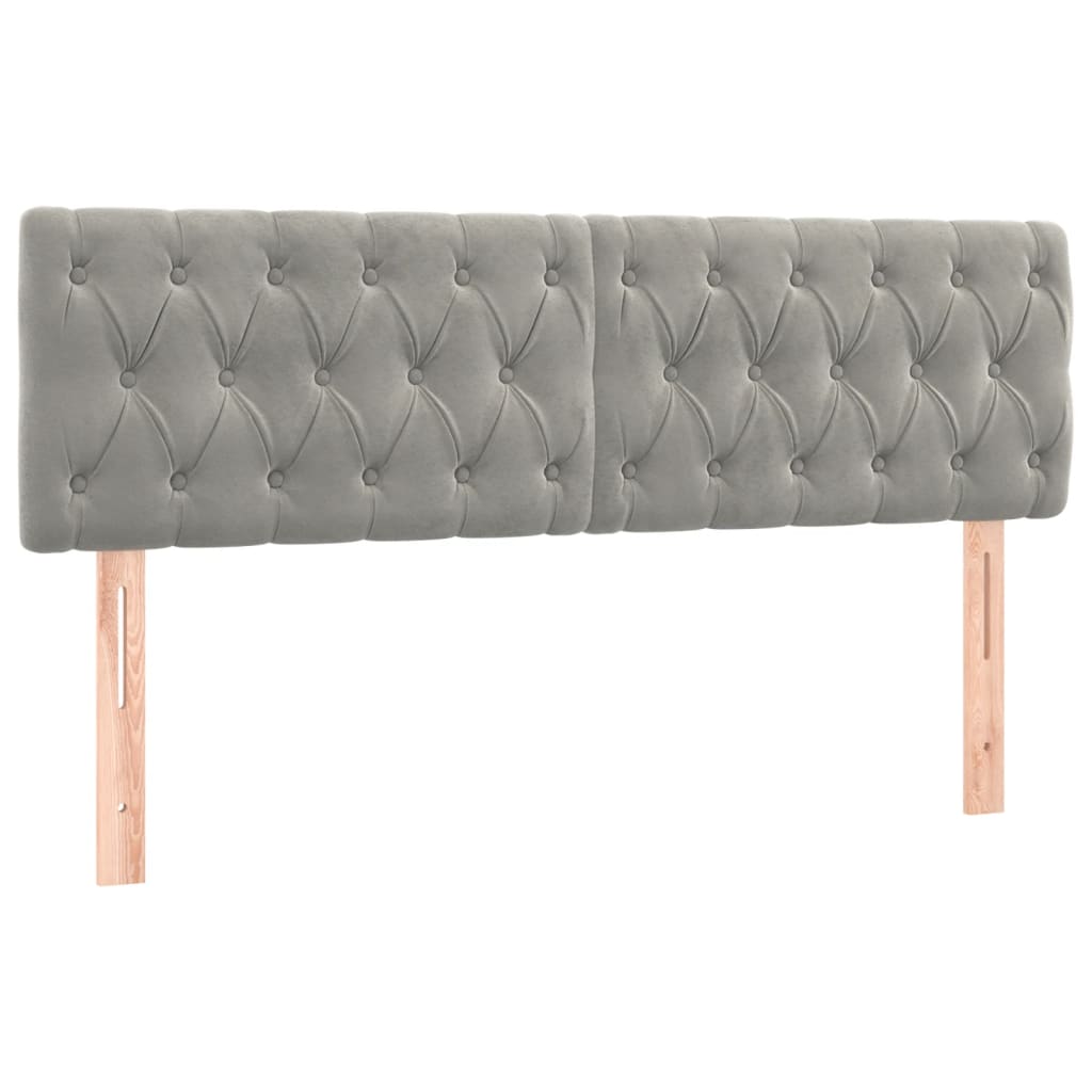 Boxspringbett mit Matratze & LED Hellgrau 140x190 cm Samt