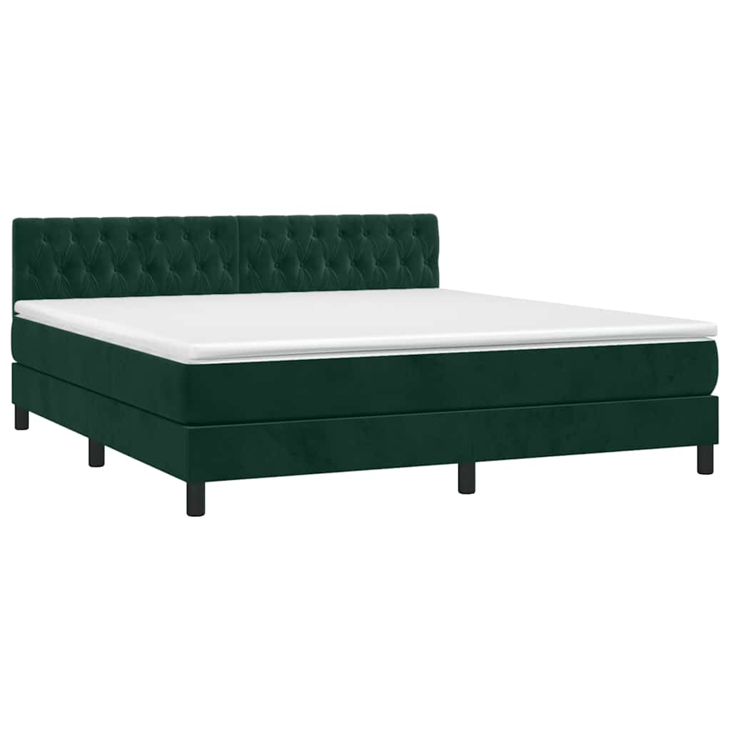 Boxspringbett mit Matratze & LED Dunkelgrün 160x200 cm Samt