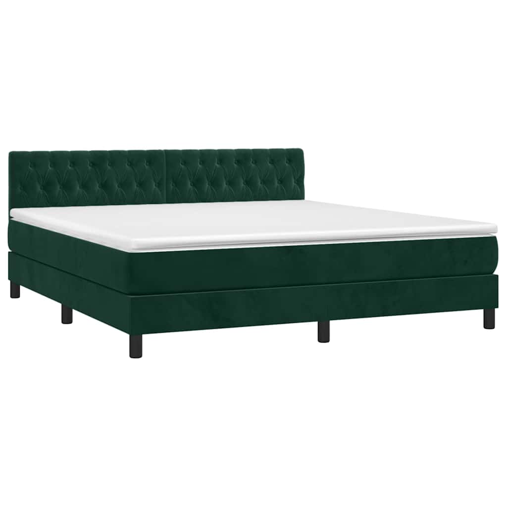 Boxspringbett mit Matratze & LED Dunkelgrün 180x200 cm Samt