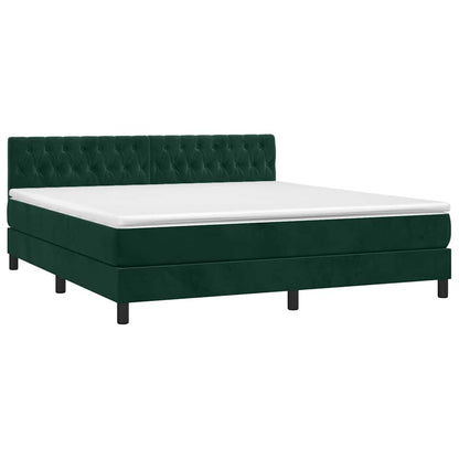 Boxspringbett mit Matratze & LED Dunkelgrün 180x200 cm Samt
