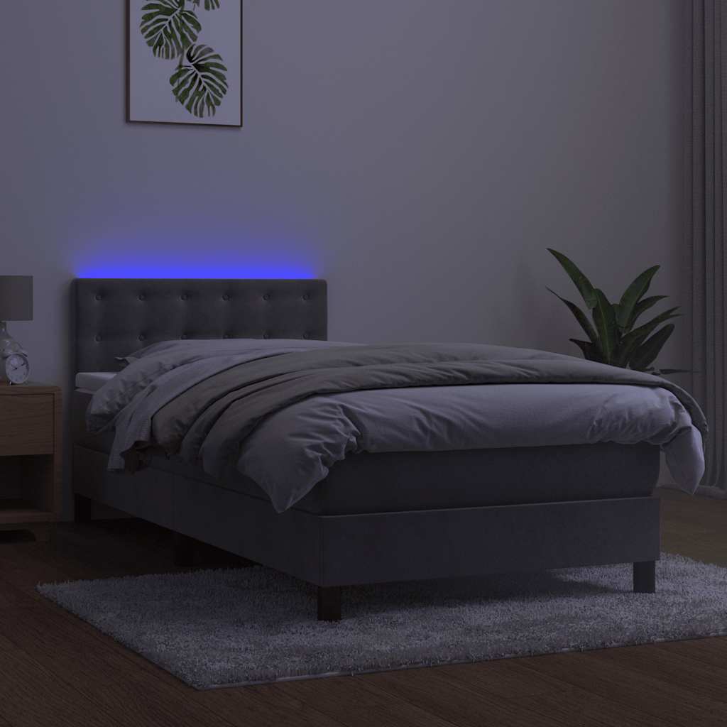 Boxspringbett mit Matratze & LED Hellgrau 80x200 cm Samt