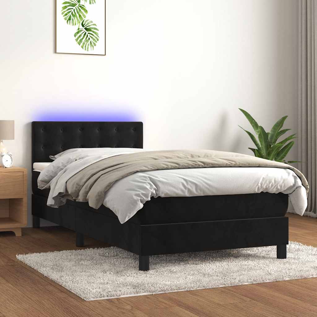 Boxspringbett mit Matratze & LED Schwarz 80x200 cm Samt