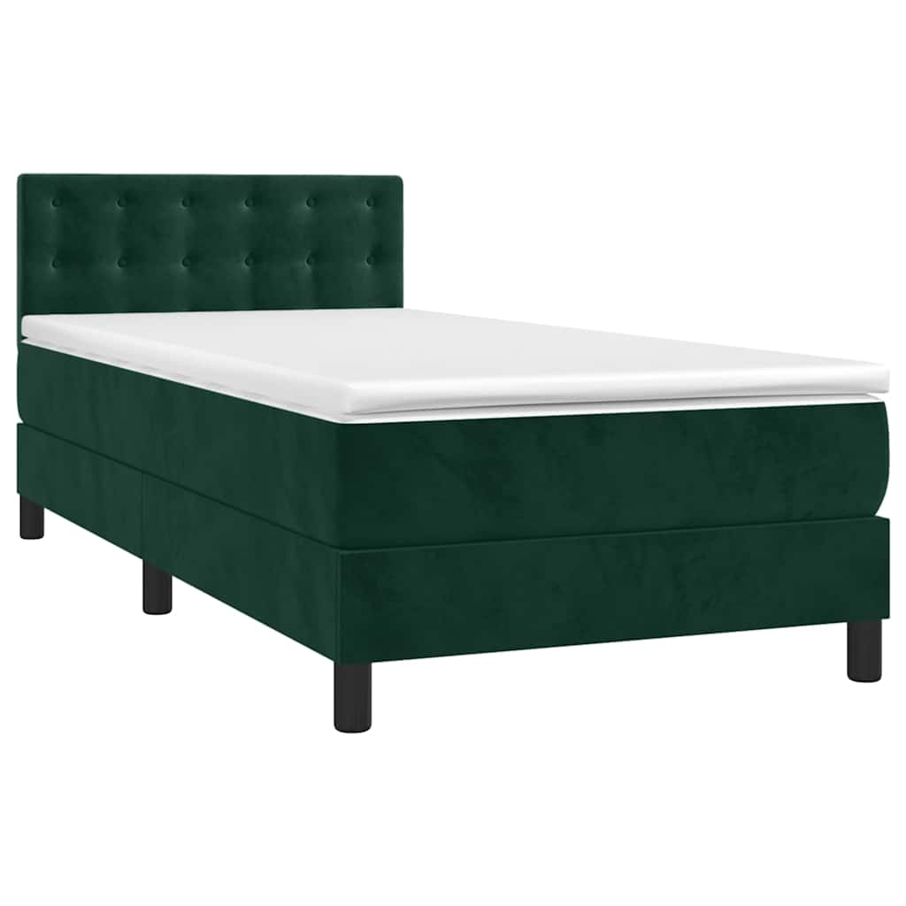 Boxspringbett mit Matratze & LED Dunkelgrün 80x200 cm Samt