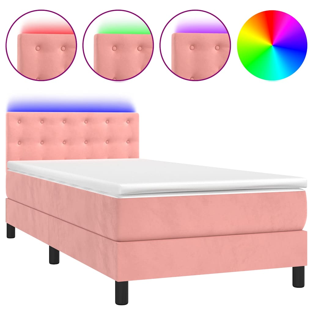 Boxspringbett mit Matratze & LED Rosa 80x200 cm Samt