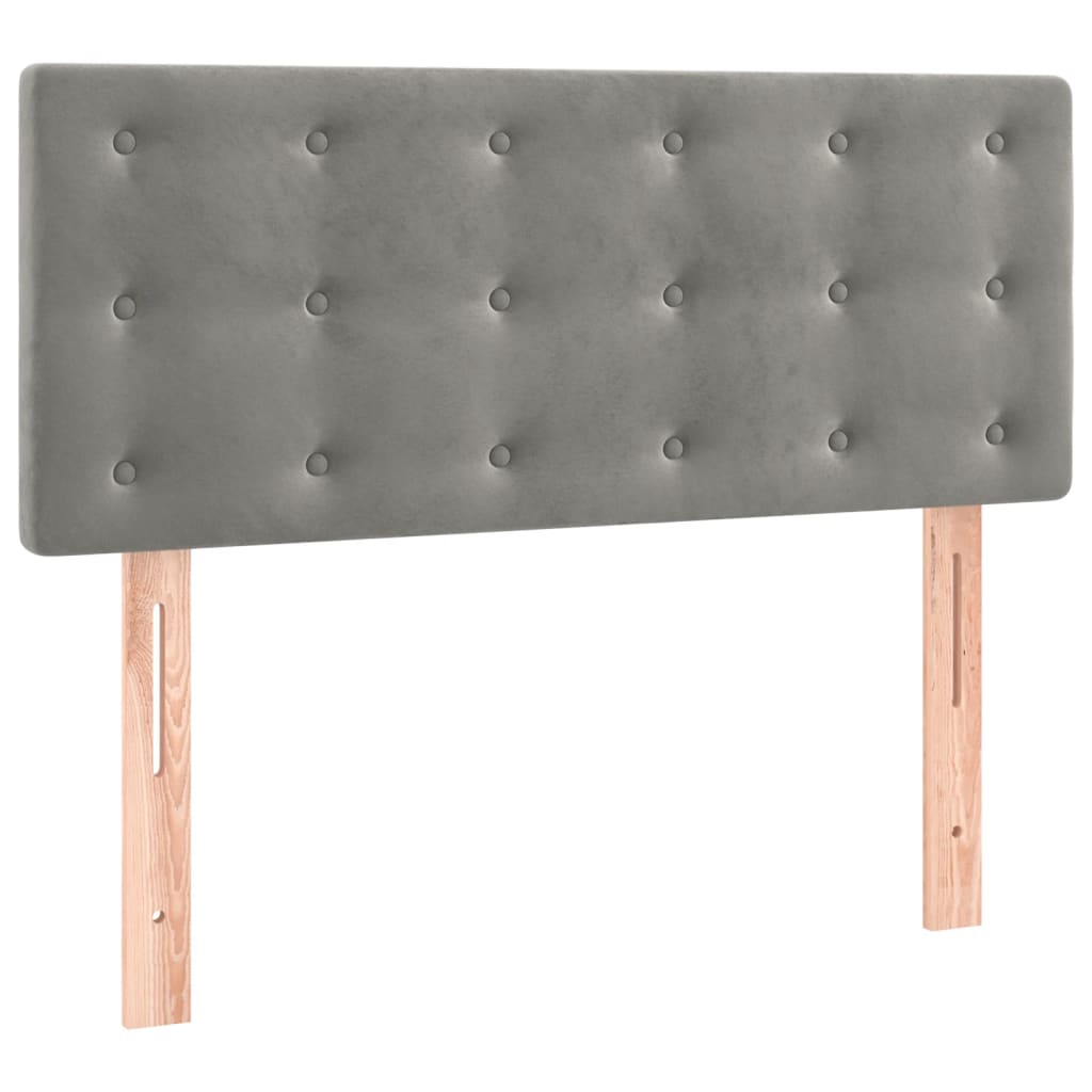 Boxspringbett mit Matratze & LED Hellgrau 90x190 cm Samt