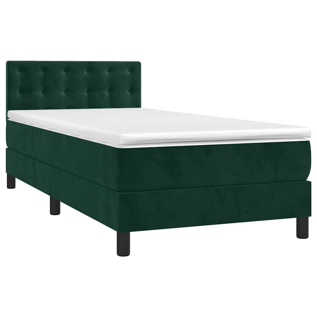 Boxspringbett mit Matratze & LED Dunkelgrün 90x190 cm Samt