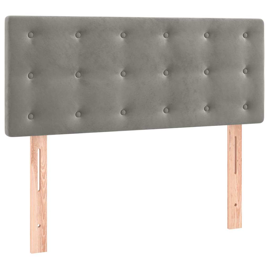 Boxspringbett mit Matratze & LED Hellgrau 90x200 cm Samt