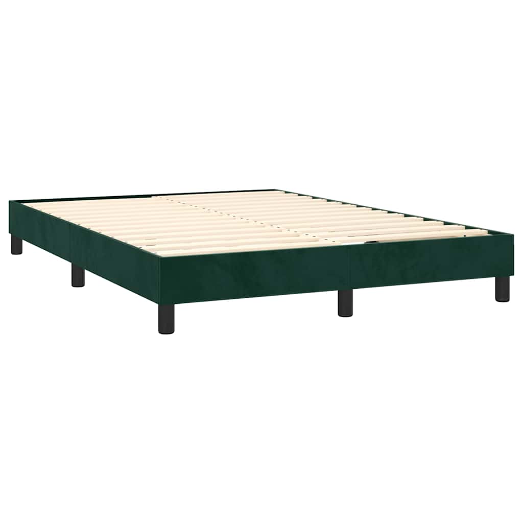 Boxspringbett mit Matratze & LED Dunkelgrün 140x190 cm Samt