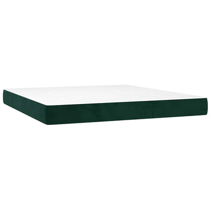 Boxspringbett mit Matratze & LED Dunkelgrün 160x200 cm Samt