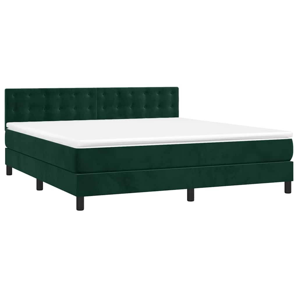 Boxspringbett mit Matratze & LED Dunkelgrün 180x200 cm Samt