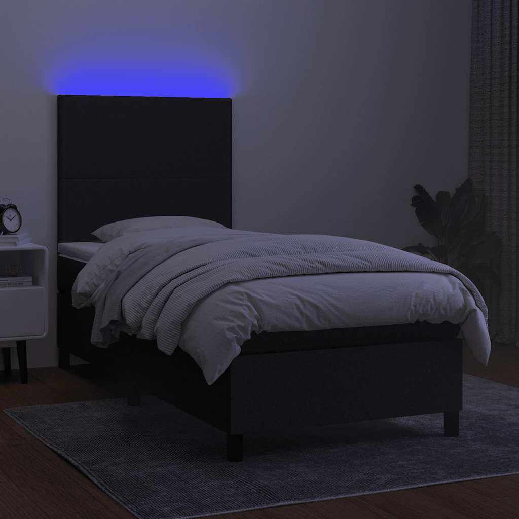 Boxspringbett mit Matratze & LED Schwarz 80x200 cm Stoff