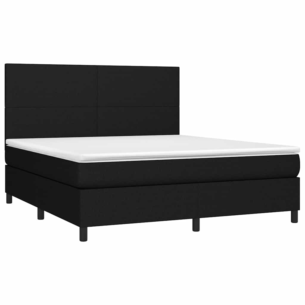 Boxspringbett mit Matratze & LED Schwarz 160x200 cm Stoff