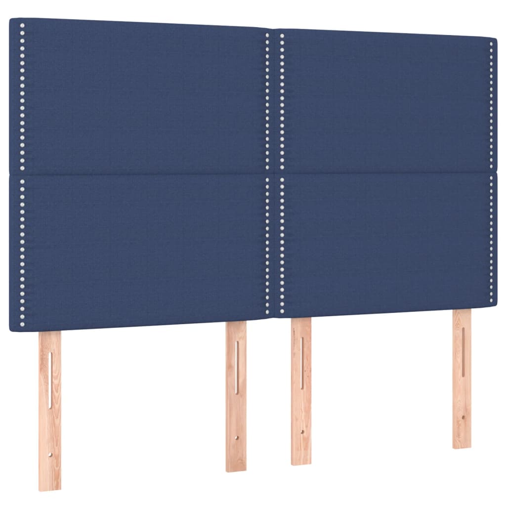 Lit à sommier tapissier avec matelas et LED bleu tissu 140x190 cm