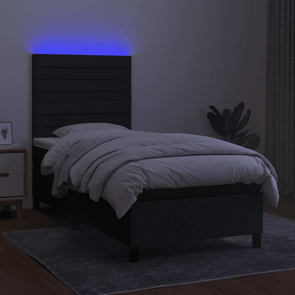 Boxspringbett mit Matratze & LED Schwarz 80x200 cm Stoff