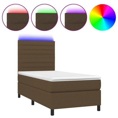Boxspringbett mit Matratze & LED Dunkelbraun 80x200 cm Stoff