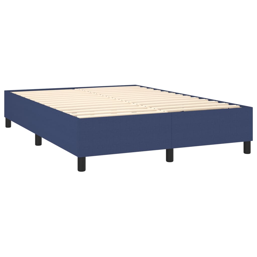 Lit à sommier tapissier avec matelas et LED bleu tissu 140x190 cm