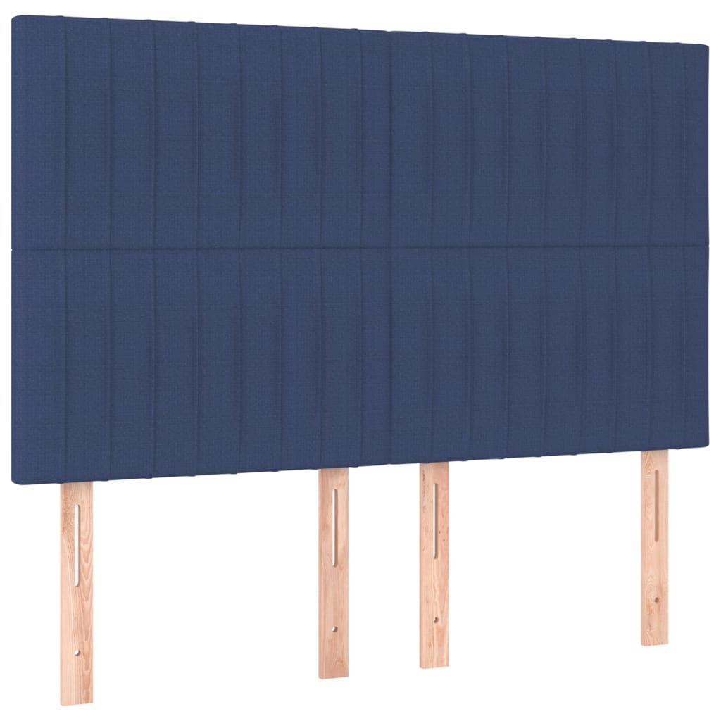 Lit à sommier tapissier avec matelas et LED bleu tissu 140x190 cm