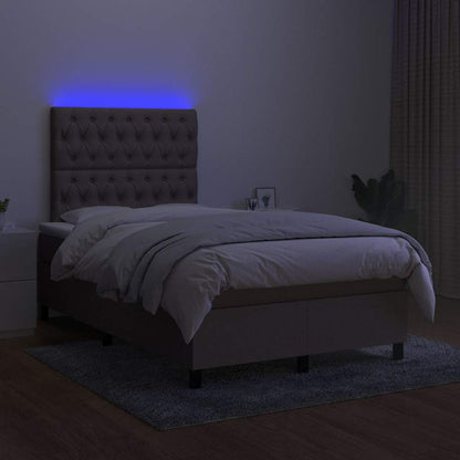 Boxspringbett mit Matratze & LED Taupe 120x200 cm Stoff
