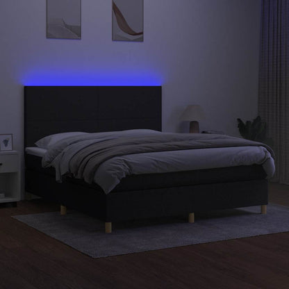 Boxspringbett mit Matratze & LED Schwarz 180x200 cm Stoff