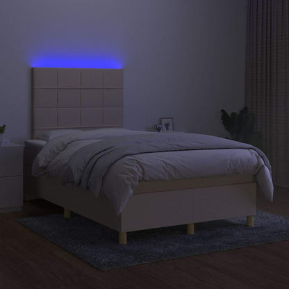 Boxspringbett mit Matratze & LED Creme 120x200 cm Stoff