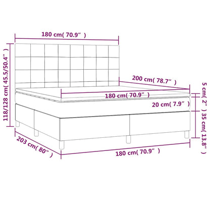 Boxspringbett mit Matratze & LED Taupe 180x200 cm Stoff