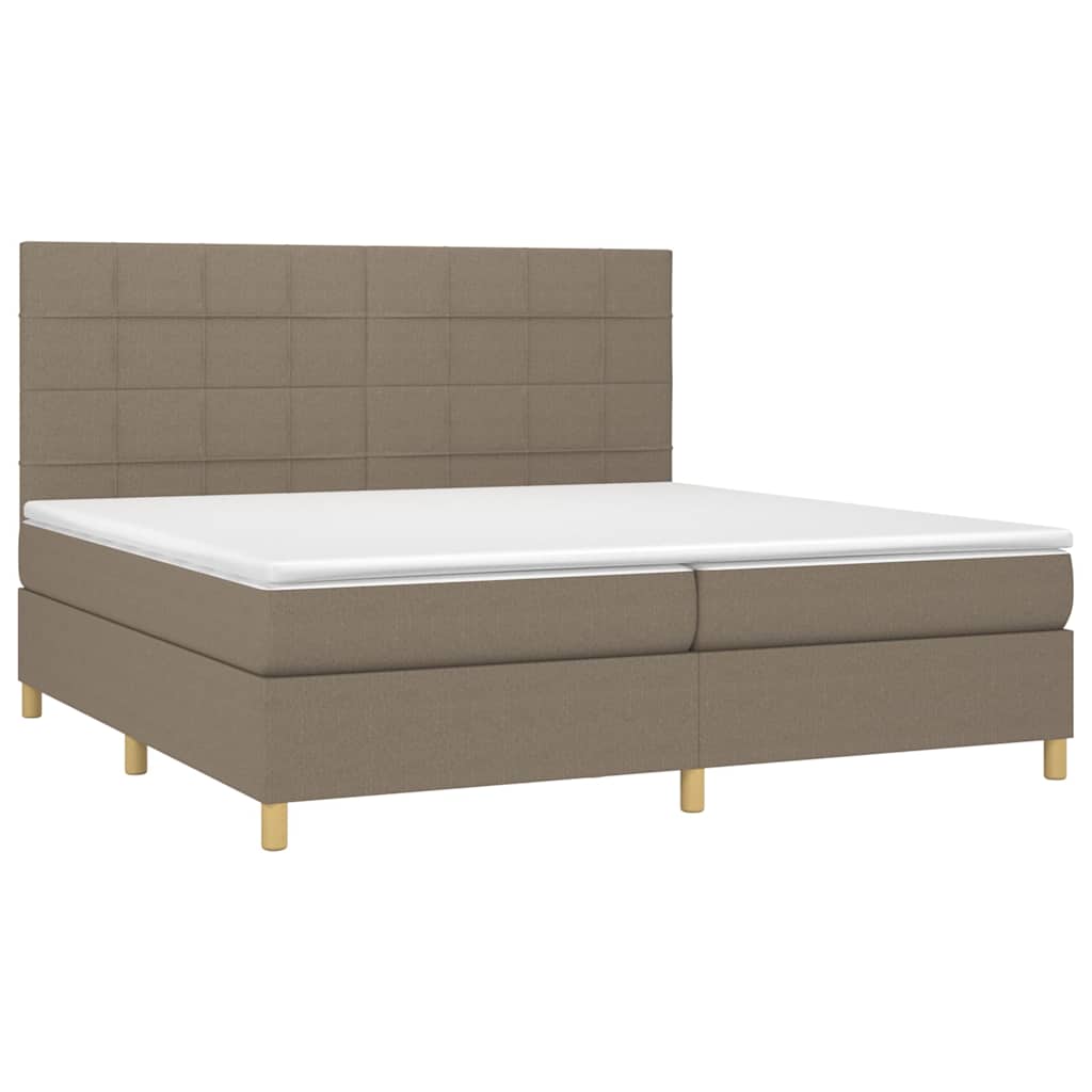 Boxspringbett mit Matratze & LED Taupe 200x200 cm Stoff