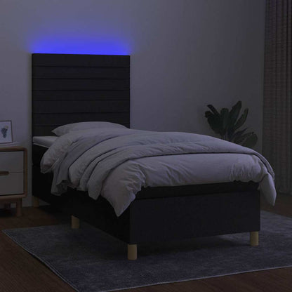 Boxspringbett mit Matratze & LED Schwarz 100x200 cm Stoff