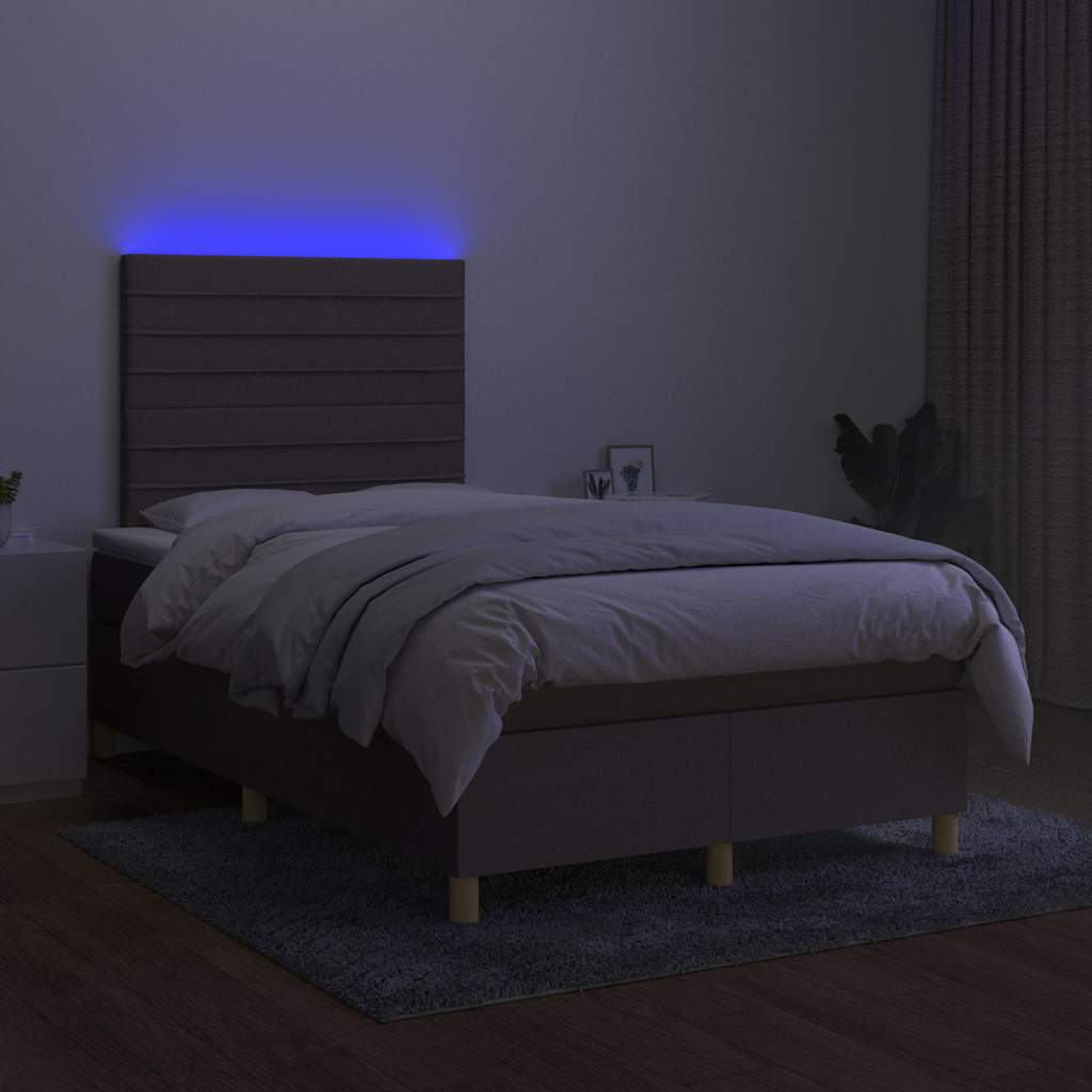 Boxspringbett mit Matratze & LED Taupe 120x200 cm Stoff