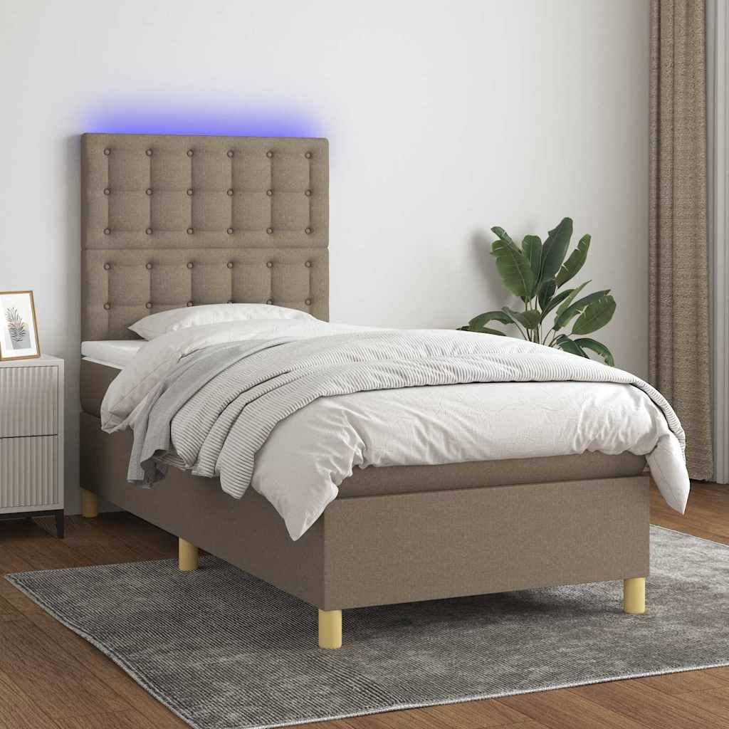 Boxspringbett mit Matratze & LED Taupe 90x190 cm Stoff