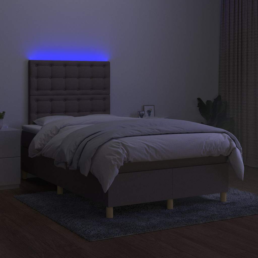 Boxspringbett mit Matratze & LED Taupe 120x200 cm Stoff