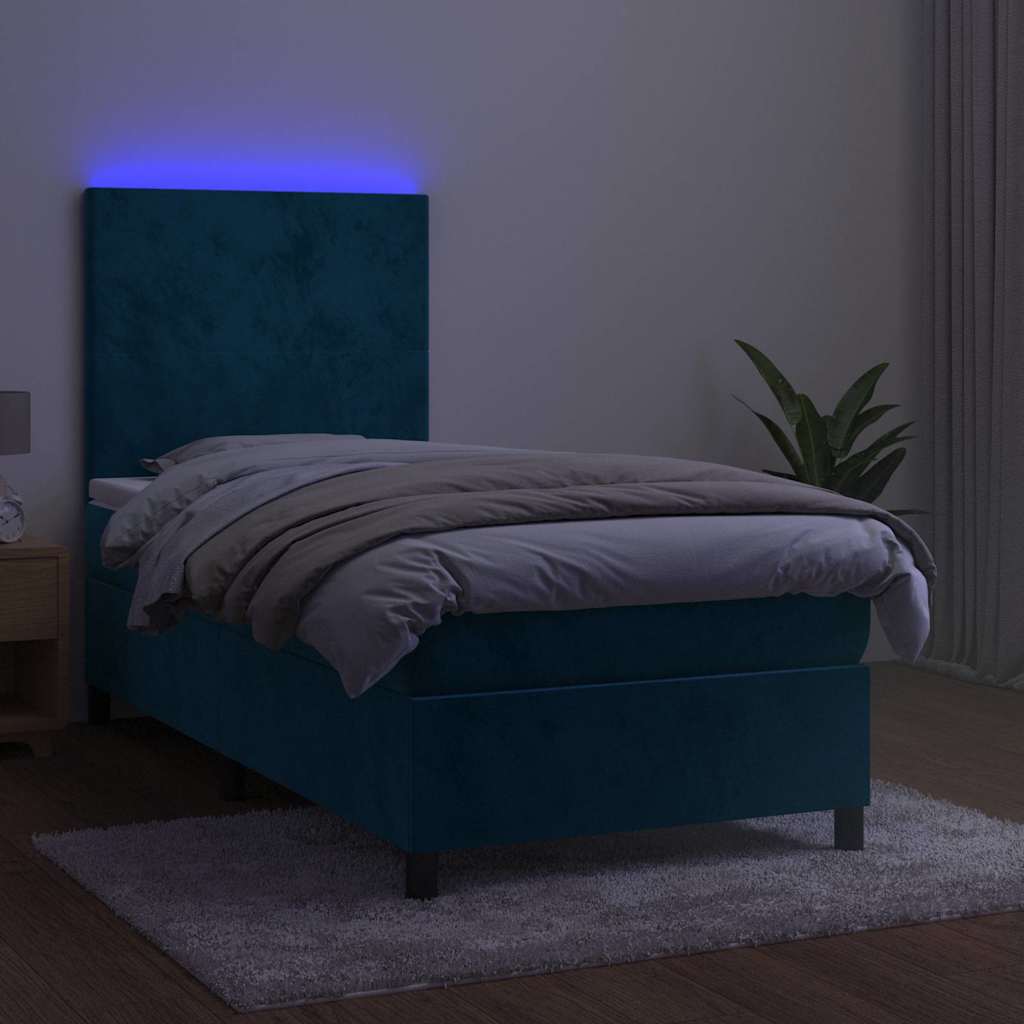 Boxspringbett mit Matratze & LED Dunkelblau 100x200 cm Samt