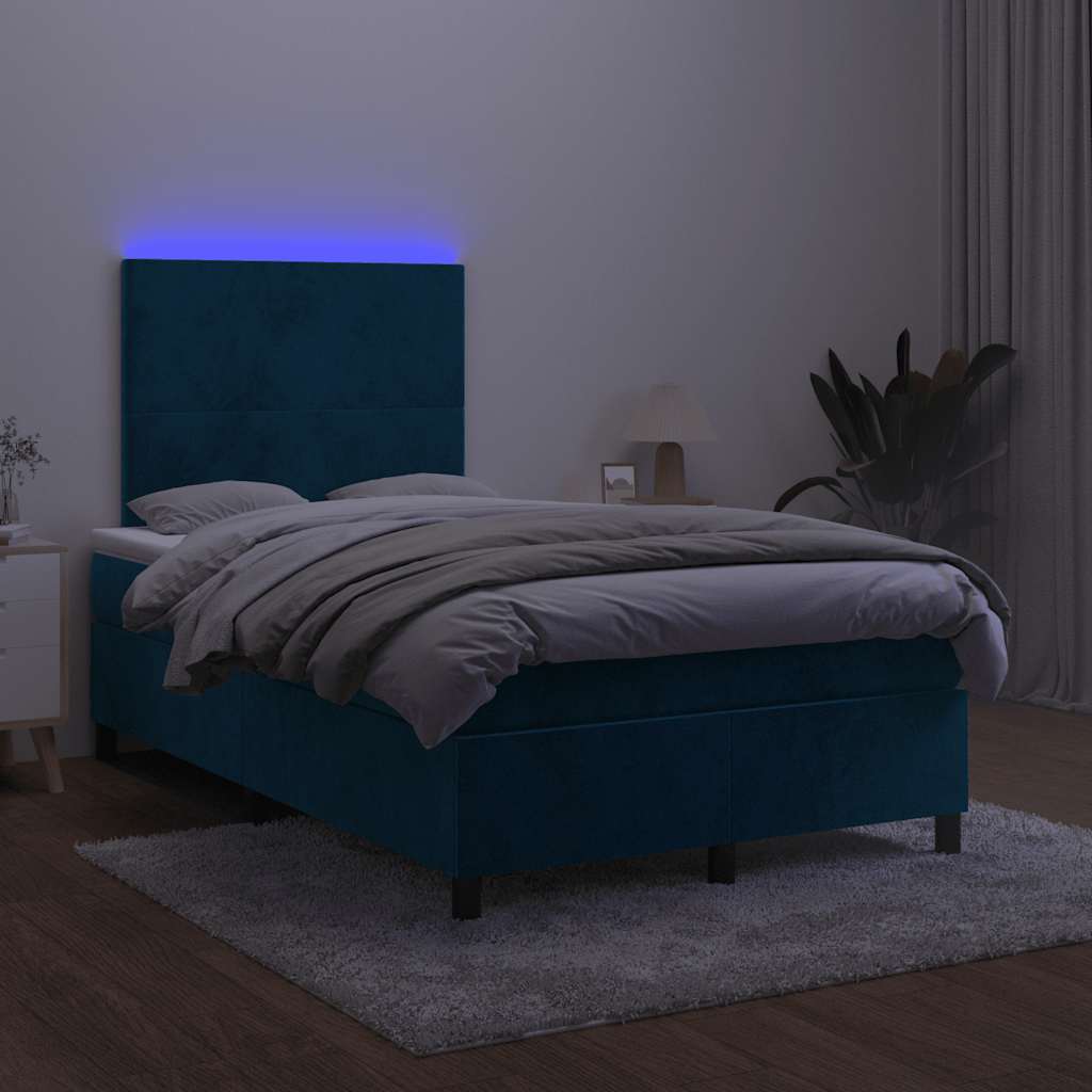 Boxspringbett mit Matratze & LED Dunkelblau 120x200 cm Samt