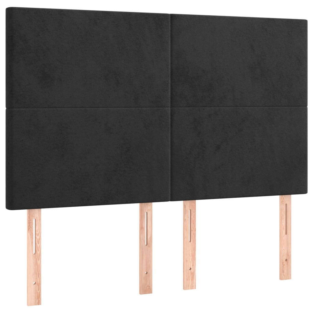 Boxspringbett mit Matratze & LED Schwarz 140x190 cm Samt