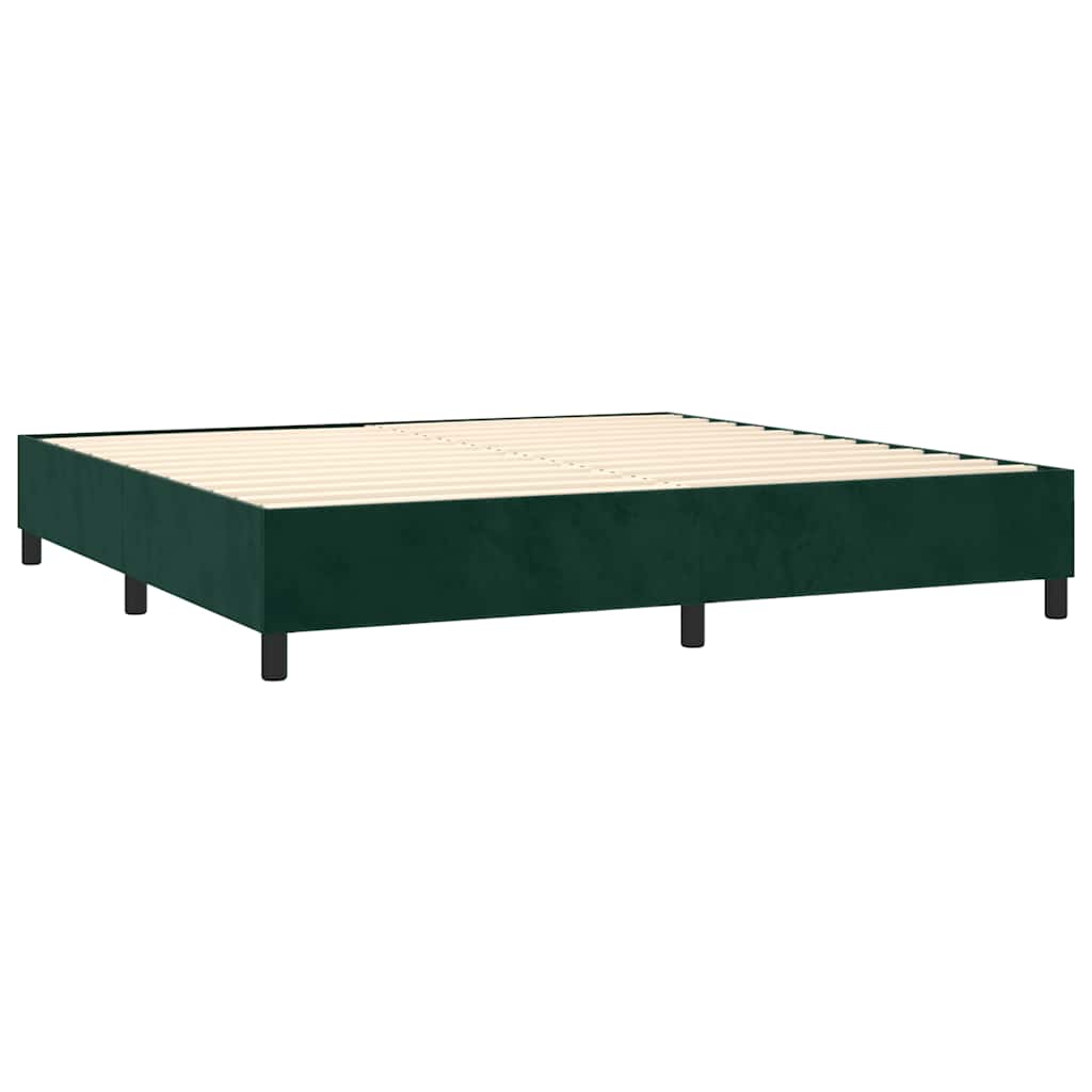 Boxspringbett mit Matratze & LED Dunkelgrün 200x200 cm Samt