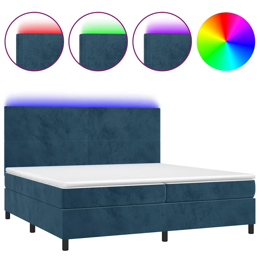 Boxspringbett mit Matratze & LED Dunkelblau 200x200 cm Samt