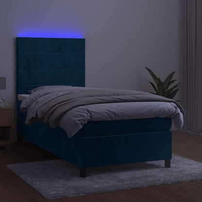 Boxspringbett mit Matratze & LED Dunkelblau 90x200 cm Samt