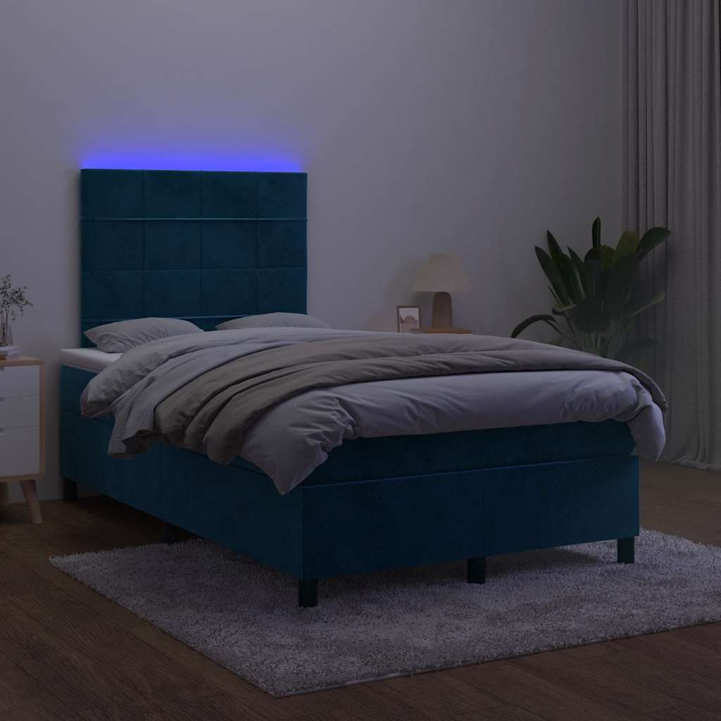 Boxspringbett mit Matratze & LED Dunkelblau 120x200 cm Samt