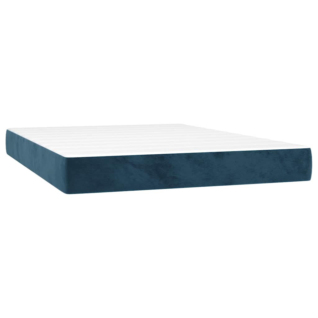 Boxspringbett mit Matratze & LED Dunkelblau 140x200 cm Samt