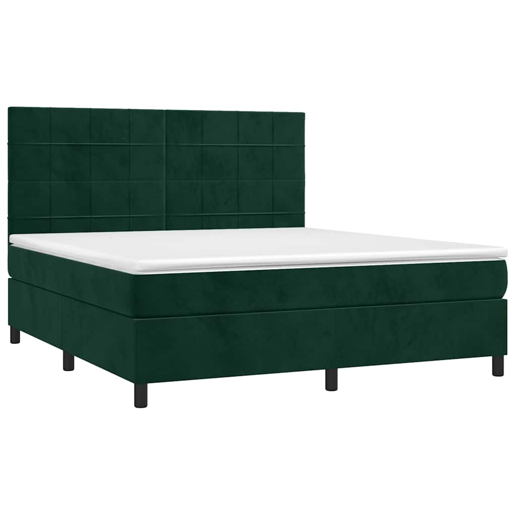 Boxspringbett mit Matratze & LED Dunkelgrün 180x200 cm Samt