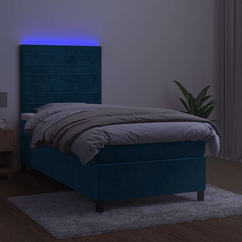 Boxspringbett mit Matratze & LED Dunkelblau 80x200 cm Samt